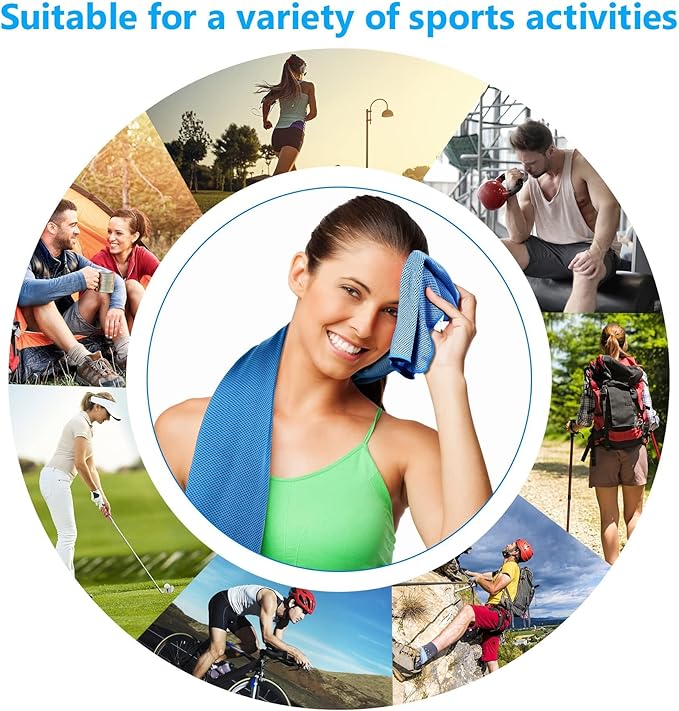 4 Packs Cooling Towels (40x12 Inch), Cooling Towels for Neck and Face, Stay Cool in Hot Weather for Sports, Gym, Yoga, Golf, Fitness, Running, Camping & Travel