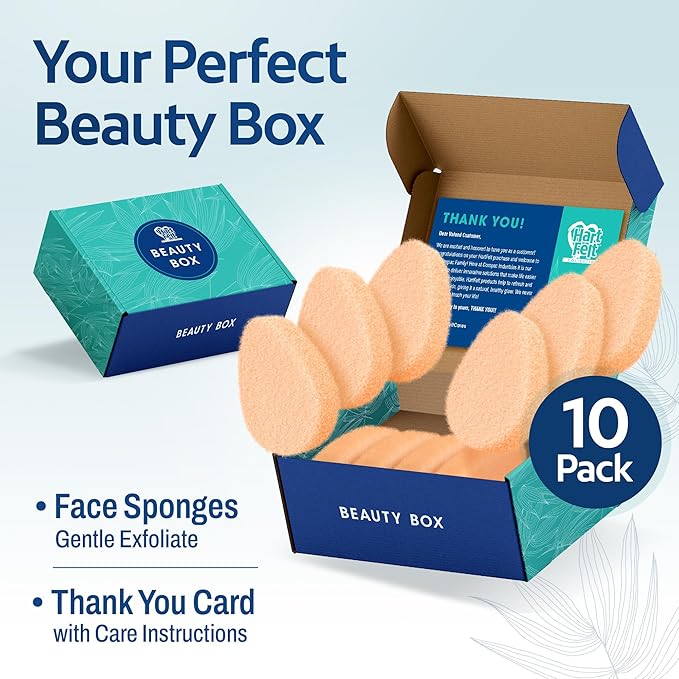 HartFelt [10 Pack] Gentle Exfoliating Facial Sponge for Face - Daily Cleansing Face Scrubber - Buf Dirt Away with Puf Styled Reusable Face Pads for Removing Makeup, Dirt, and Dead Skin