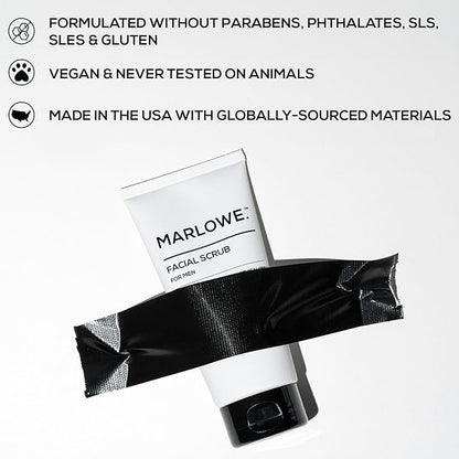 MARLOWE. No. 122 Facial Scrub 6 oz, Gentle Face Exfoliator with Apricot Seed Powder & Pumice, Cleanses & Smooths, Fresh Pine & Agarwood Scent