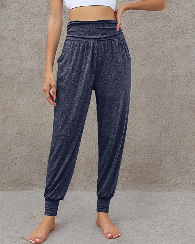 2 Pack Women's Yoga Joggers, Cozy Sweatpants with Pockets Casual Loose Comfy High Waisted Lounge Pants