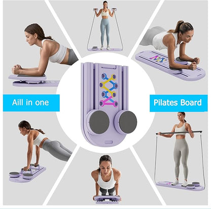 Pilates Board, Multifunctional Pilates Reformer Machine with Ab Trainer, Portable Pilates Reformer for Core & Full Body Workout, Foldable Home Gym Pilates Equipment for Women & Beginners