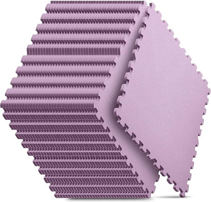 Home Gym Mat, Puzzle Exercise Mat, EVA Interlocking Foam Floor Tiles for Home Workout Equipment and Kids' Play Areas - Blue, 24 in x 24 in x ½ in - (Pink, 36 Pack (144 sq ft))