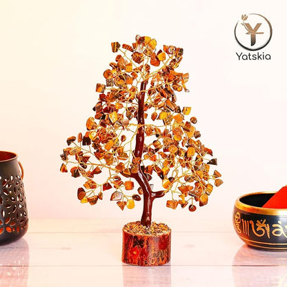YATSKIA Tiger Eye Crystal - Tree of Life, Healing Crystals, Crystals and Gemstones, Crystal Bonsai Tree, Crystal Tree for Positive Energy, Home Decor