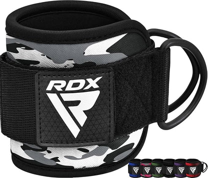 RDX Ankle Straps for Cable Machines – 7MM Neoprene Padded 10"x4" Adjustable Gym Cuffs with Dual D-Rings – Weight Attachments for Wrist Glutes Leg Kickbacks Hip Abduction Strength Workouts – Men Women