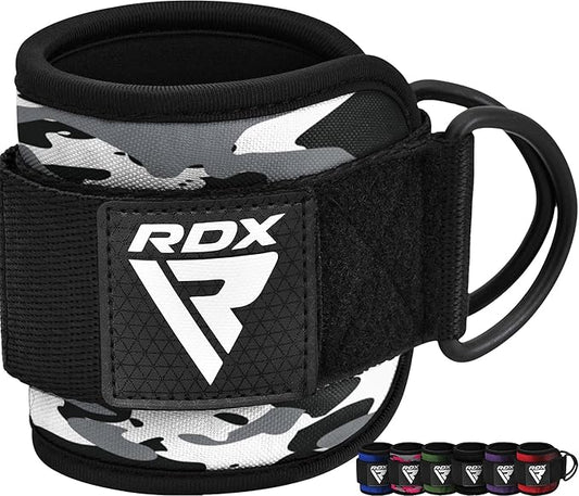 RDX Ankle Straps for Cable Machines – 7MM Neoprene Padded 10"x4" Adjustable Gym Cuffs with Dual D-Rings – Weight Attachments for Wrist Glutes Leg Kickbacks Hip Abduction Strength Workouts – Men Women
