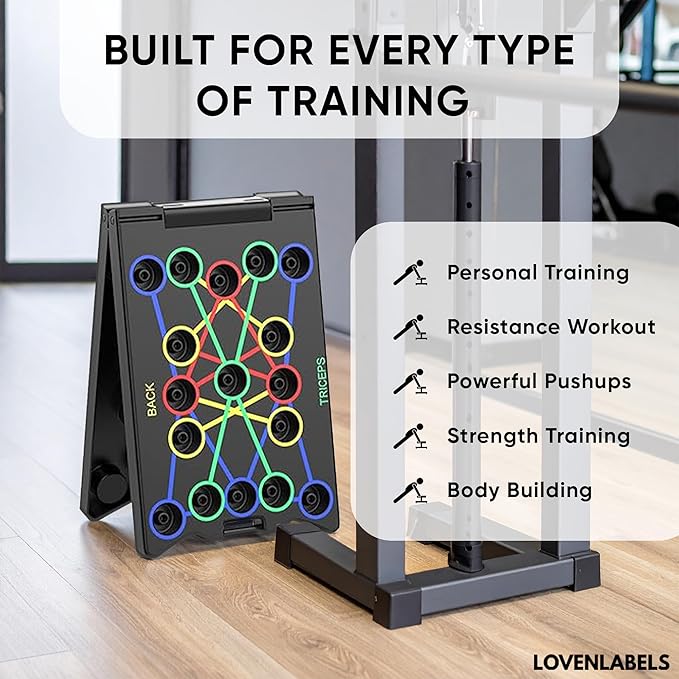 Foldable Push-up Board | Workout Equipment for Strength Training & Bodyweight Exercises | Fitness Equipment for Men & Women | Portable Exercise Equipment for Home Gym & Calisthenics