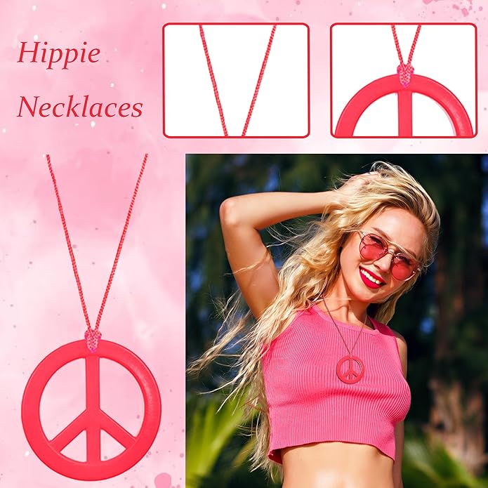 choice of all Peace Sign Necklace Earrings Sunflower Headband Set for Women 60s 70s Outfits Hip Hop Hippie Jewelry Halloween Costume Accessories