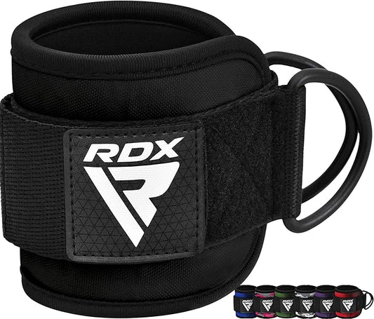 RDX Ankle Straps for Cable Machines – 7MM Neoprene Padded 10"x4" Adjustable Gym Cuffs with Dual D-Rings – Weight Attachments for Wrist Glutes Leg Kickbacks Hip Abduction Strength Workouts – Men Women