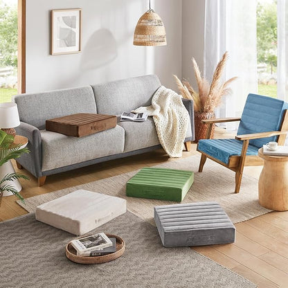 Codi Large Floor Pillow, Meditation Cushions for Adults with Thick Foam and Soft Tufted Covers, Washable Square Seating for Couch and Yoga Sitting, 22 × 22 × 5 Inch Coffee