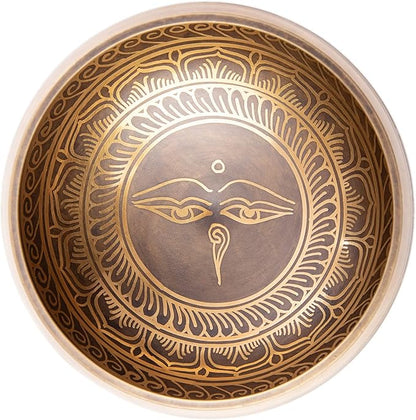 Tibetan Singing Bowl Set - Easy To Play Authentic Handcrafted For Meditation Sound Chakra Yoga Healing 4 Inches By Himalayan Bazaar (Gold & Turquoise)