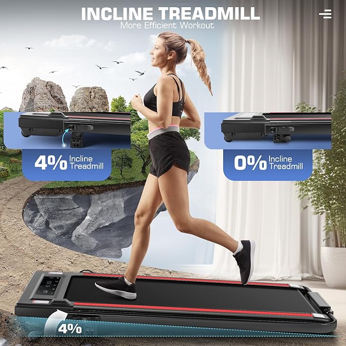 ANCHEER Foldable Treadmill with 12% Incline, 3.0HP Walking Pad Treadmills with Handle Bar, 320LBS Capacity/2S Folding/Widened Belt, Quiet Portable Walking Treadmill Under Desk with LED