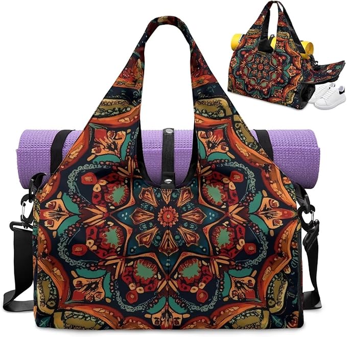 Yoga Mat Bag for Women Men Large Carryall Tote with Adjustable Shoulder Strap for Gym Yoga Travel Pilates Office