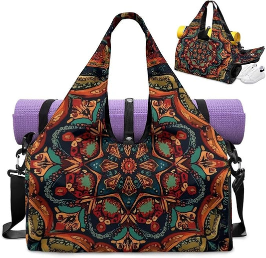 Yoga Mat Bag for Women Men Large Carryall Tote with Adjustable Shoulder Strap for Gym Yoga Travel Pilates Office
