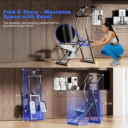 Stair Stepper for Home Gym, 350lbs Vertical Climber Machine with LCD Display, Non-Slip Pedals & 350lb Capacity Compact Folding Cardio Exercise Climber