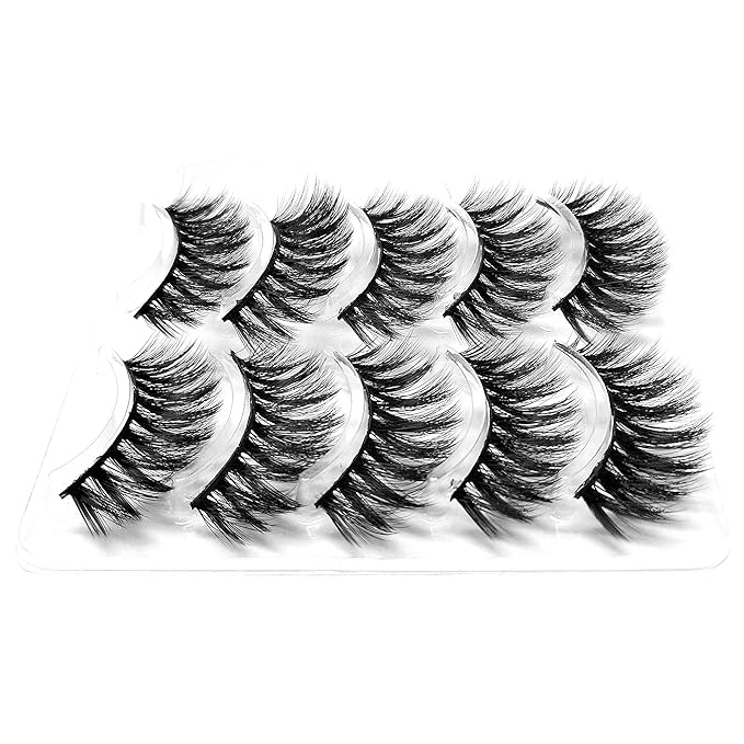 Cat Eye-Lash 3D Natural Mink Eyelashes Look Wispies Fluffy False Lashes 15mm Soft Reusable Eyelashes For Small Eyes Lightweight No Glue 5 Pairs