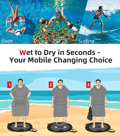 Abahub Surf Poncho Men & Women Towel Poncho Adult with Hood, Thick Quick Dry Changing Poncho Towel, Microfiber Wearable Cover Up for Surfing Beach Swim - Absorbent Changing Towel L (Purple)