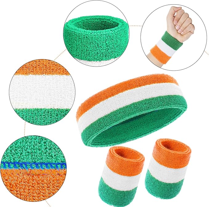 WILLBOND 3 Pcs Sweatbands Set 80s 90s Neon Sports Headband Tennis Striped Sweat Band Sports Competitions Games for Men Women Party Supplies