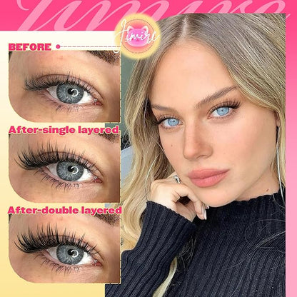 Venus Lash Clusters Kit with Bottom Lashes Natural Look Wispy 10-16MM Lash Extension Kit with Lash Bond and Seal, Remover, Tweezers D Curl Cluster Eyelash Extensions Kit Individual Lashes by JIMIRE