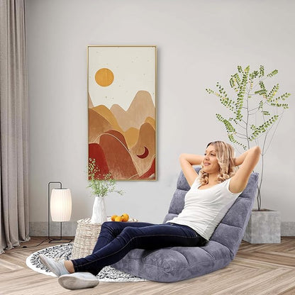GORELAX Memory Foam Floor Chair, 14-Poistion Adjustable Reading Gaming Chair Recliner, Folding Cushioned Meditation Chair with Back Support, Padded Lazy Sofa for Adults, Kids