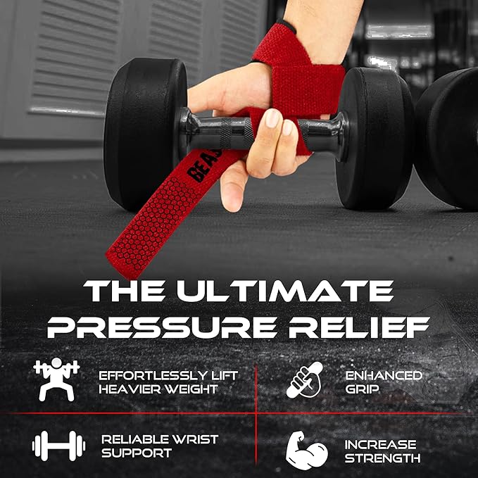 BEAST RAGE Lifting Wrist Straps for Weightlifting, Weight Lifting Straps Gym Grip Power Workouts Lifting Straps Padded Cotton Men Women Wrap Lift Deadlift Straps Hard Pull Exercise