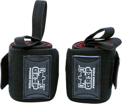 Grip Power Pads Wrist Wraps 2 Wraps for Weight Lifting Wrist Support Cotton Wraps Gym Bandage Straps for Men & Women Premium Quality & PRO Rubber