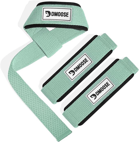 DMoose Fitness Lifting Straps 24" (Pair) - 5mm Padded Durable Wrist Straps for Weightlifting & Powerlifting - Cotton Lifting Strap with Silicone Grip for Men & Women - Deadlift Strap for Gym Workout