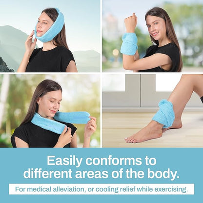 Cooling Towel with Soft Gel Ice Pack Inserts | Included 2 Gel Ice Packs Reusable - Multi Purpose Compression Wrap - Neck, Legs, Arms, Shoulders - Ideal for Post Surgery, Migraines, Hiking and Injuries