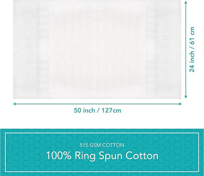 Pleasant Home Bath Towels Set of 6 (24” x 50”) 100% Cotton, 515 GSM | Lightweight, Soft & Absorbent Luxury Towels for Bathroom | for Gym, Pool & Spa | 6 Pack, White