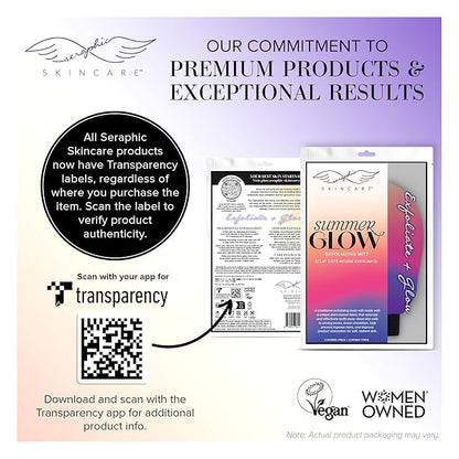 Seraphic Skincare (Summer Glow) Premium Exfoliating Mitt for Body 1pc– 100% Vegan Viscose Traditional Body Scrub Glove Kessa Korean Washcloth – Body Exfoliator for Self-Tan Removal & Keratosis Pilaris