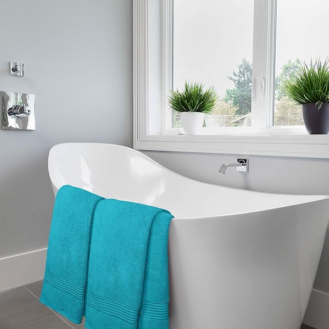 Utopia Towels 4 Pack Bath Towels Set, 27 by 54 Inches, 100% Ring Spun Cotton, Quick Dry, Highly Absorbent, Soft Feel Towels, Perfect for Daily Use, Turquoise