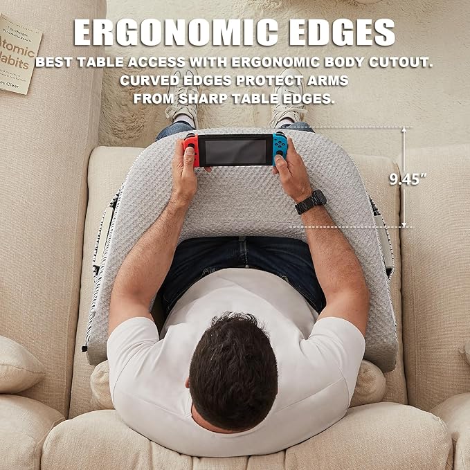 Reading Pillow for Lap, Extra Large Arm Rest Pillow for Adult, Memory Foam Lap Desk Pillow for Reading, Working, Crocheting, Playing Steam Deck Switch or Sitting in Bed Couch(Ash Grey)