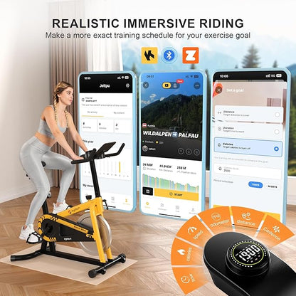 Exercise Bikes for Home,Indoor Cycling Bike with Adjustable Friction,Brake Pad Resistance Silent Belt Drive,330lbs Weight Capacity &Upgraded Version Seat for Home Cardio&Weight Loss