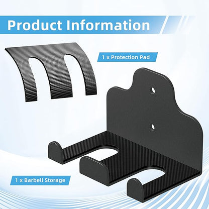 Olympic Barbell Hanger, Garage Gym Bar Wall Rack, Vertical Barbell Wall Mount, Black Heavy-Duty Support Barbell Holder, Space Saving Commercial or Home Gym Accessory, Holds Under 33mm Bar Size