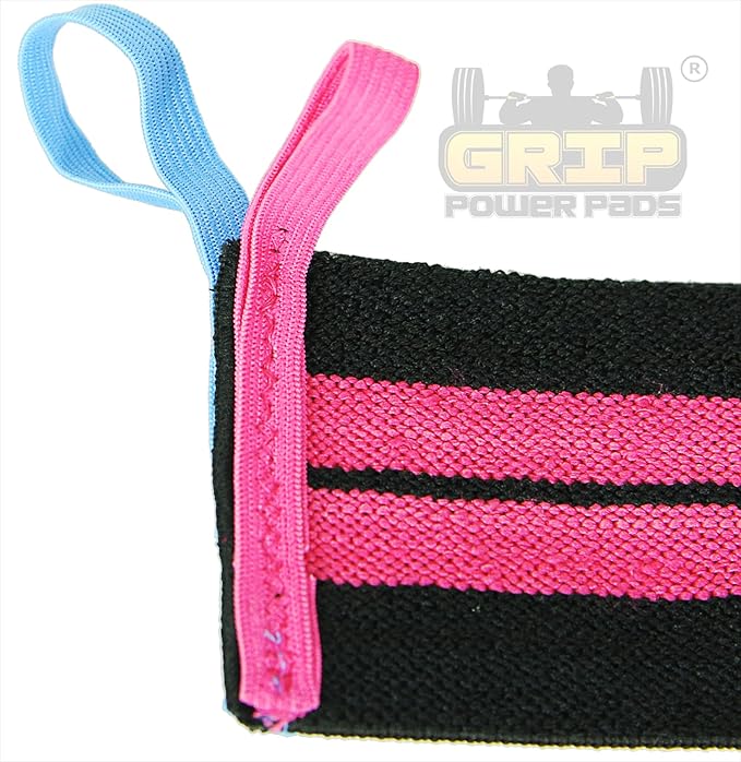 Grip Power Pads Wrist Wraps 2 Wraps for Weight Lifting Wrist Support Cotton Wraps Gym Bandage Straps for Men & Women Premium Quality & PRO Rubber