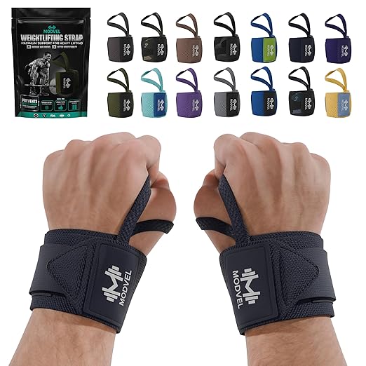 Modvel Adjustable Wrist Wraps for Gym & Lifting – Thick, Breathable Support Straps for Wrist Stability, Comfort & Grip – Ideal for Weight Training, CrossFit & Gym Workouts – Dark Blue (2-Pack)