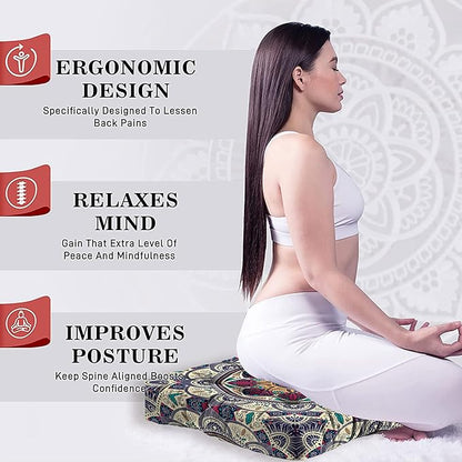 Mandala Meditation Cushion, Boho Meditation Mat, Meditation Pillows for Sitting on Floor, Cushions for Sitting in Home and Outdoor, Square Floor Pillows Cushion Seating for Yoga 22'' x 22''