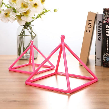 TOPFUND 10" Pink Crystal Singing Pyramid Sound Therapy Instrument with Carrying Case and Quartz Suede Mallet