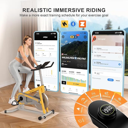 Exercise Bikes for Home,Indoor Cycling Bike with Adjustable Friction,Brake Pad Resistance Silent Belt Drive,330lbs Weight Capacity &Upgraded Version Seat for Home Cardio&Weight Loss