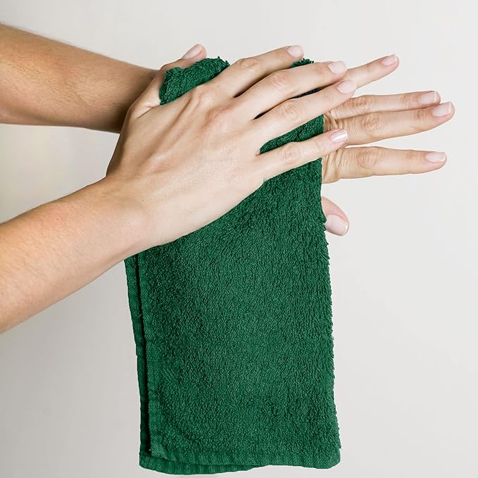 Utopia Towels 24 Pack Cotton Washcloths Set - 100% Ring Spun Cotton, Premium Quality Flannel Face Cloths, Highly Absorbent and Soft Feel Fingertip Towels (Hunter Green)