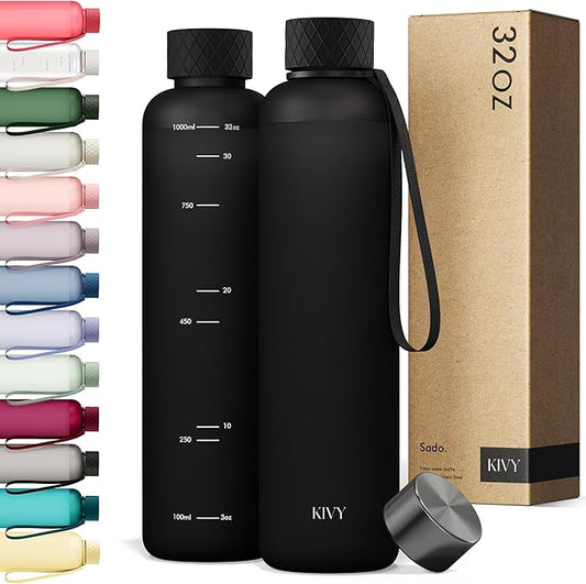 KIVY Tritan Water Bottle 2nd Generation (Dark Black, 32oz)