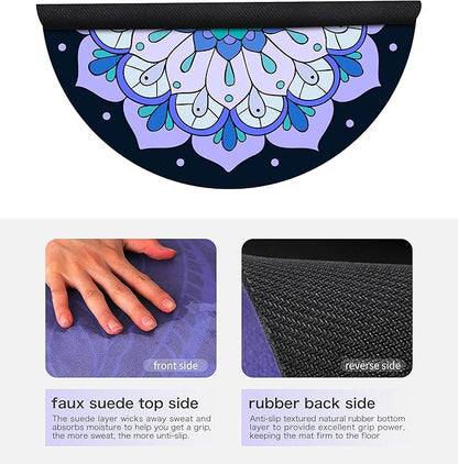 Round Meditation Pilates Yoga Mat Luxury Suede Large Yoga Mat Natural Rubber Non-Slip Base is ery Suitable for Meditation, Stretching, Yoga Environmental Protection, Fitness Exercise, Home and Outdoor. 140CM Diameter