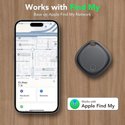 Air Tracker Tags-2 Pack, Bluetooth Tracker Works with Apple Find My APP (iOS Only), Bluetooth Air Tracker Tags and Item Locator for Keys, Bags, Luggage, Pets, Wallet, Replaceable Battery