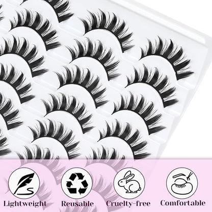 Losha Lashes Spiky Manga Lashes 14 Pairs Wispy False Eyelashes 8D Soft Anime Eye Lashes Natural Fluffy Asian Fake Eyelashes (Manga-14P)
