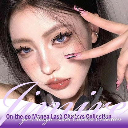 Manga Lash Clusters Eyelash Clusters Wispy 231Pcs D Curl Cluster Eyelash Extensions 11-17MM Wispy DIY Lash Extension Individual Lashes Clusters 2 Styles Lash Spikes by JIMIRE