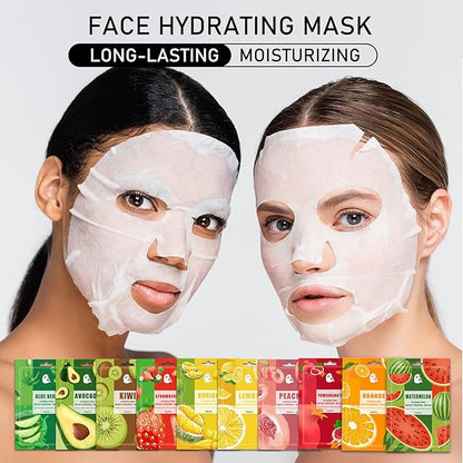 Face Masks Skincare,Hydrating Sheet Masks,Collagen Night Wrapping Mask,Facial Mask for Men&Women,with Collagen Essence and Fruit Extracts,Nourishing and Moisturizing for All Skin Types 10 Pack B11