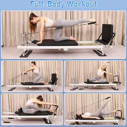 Pilates Reformer, 91In Foldable Pilates Reformer Machine for Home Use, Pilates Equipment with Jump Board & Dual Resistance – Adjustable Home Gym Equipment for Full-Body Workout, 400 lbs Capacity