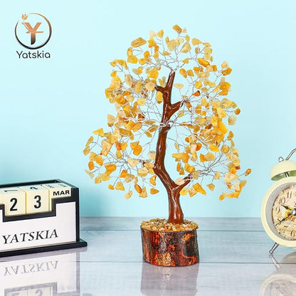 YATSKIA Yellow Aventurine Crystal Tree of Life - Gemstone Tree Home Decor - Feng Shui Crystals - Positive Energy Gifts - Reiki Gifts