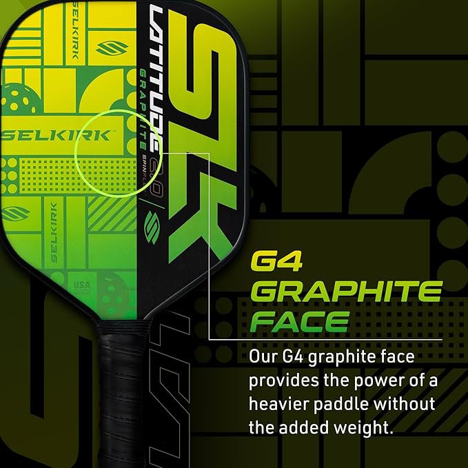 SLK Latitude 2.0 Pickleball Paddle | G4 Graphite Pickleball Paddle Face | Rev-Core+ Technology with SpinFlex Surface | Redesigned for Performance and Control