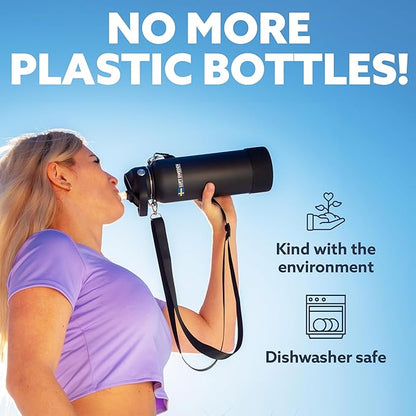 LUFT SWEDEN 32 oz Red & Purple Insulated Water Bottle with Straw Lid – Leakproof Stainless Steel, Dishwasher Safe – Double Wall Gym Thermos for Cold Drinks – Reusable, Sweatproof & BPA-Free