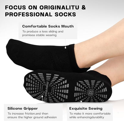 unenow 5 Pairs Pilates Socks for Women Non Slip Socks with Grips for Yoga Hospital Barre Barefoot